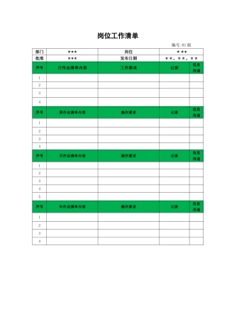 岗位工作清单模板