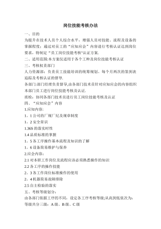岗位技能考核办法