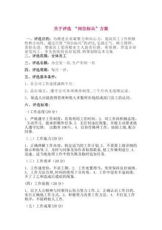 岗位标兵的评选方案