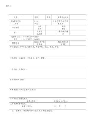 岗位竞聘申请表