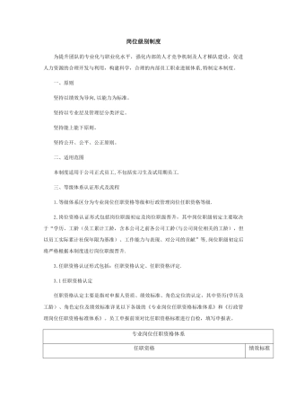 岗位级别制度