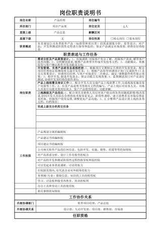 岗位职责说明书——产品经理