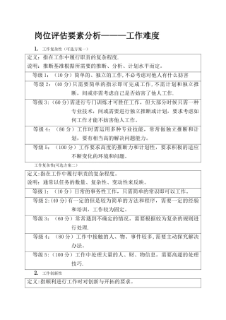 岗位评估要素分析--工作难度