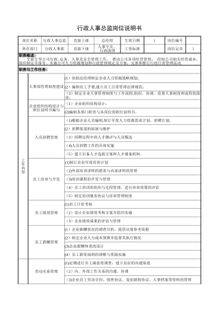 岗位说明书(行政人事总监)