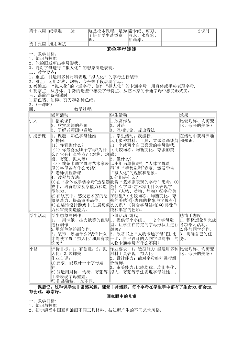 岭南版二年级下册美术全册教案_第3页