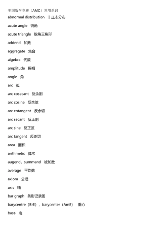 2025年美国数学竞赛AMC常用单词