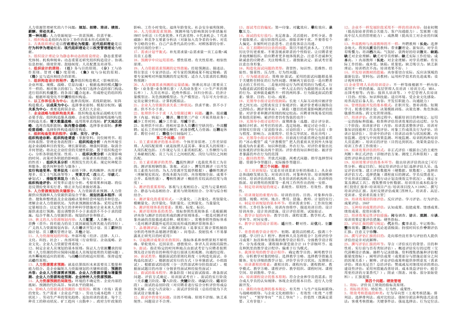 2025年人力二级考试复习小卡片_第1页