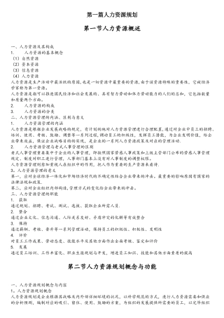 2025年上海人力资源四级考试重点