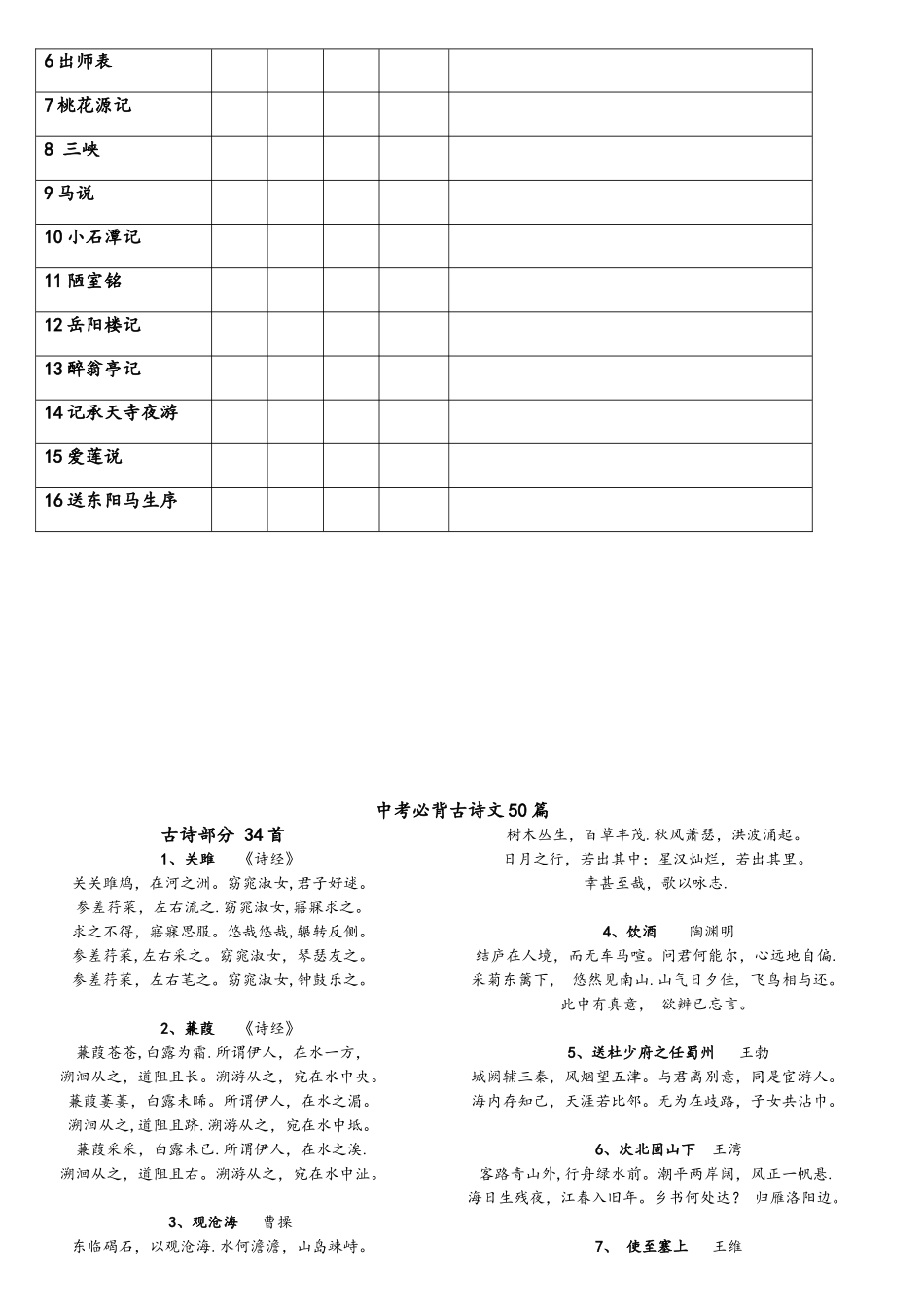 2025年中考必背必默古诗文50篇_第3页