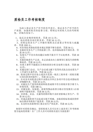 2025年质检员工作考核制度