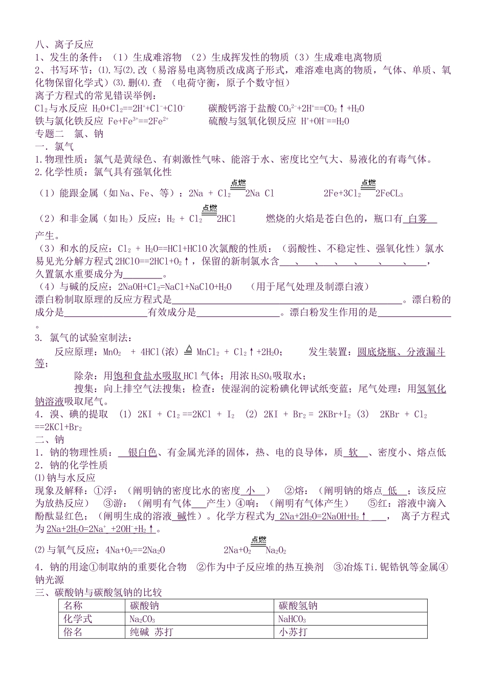 2025年高中化学学业水平测试必修1必修2选修1知识点总结非常详细非常好资料_第3页