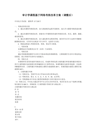 2025年中央电大审计学课程基于网络考核改革方案