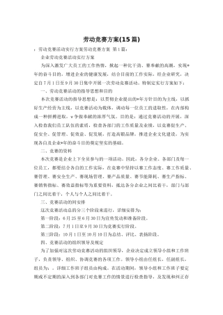 2025年劳动竞赛方案15篇