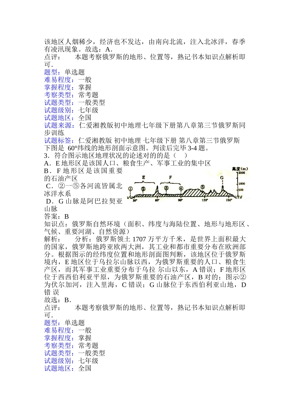 2025年七年级地理知识点同步训练题_第2页