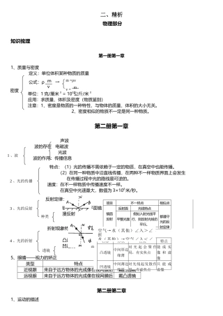 2025年深圳初中物理知识点
