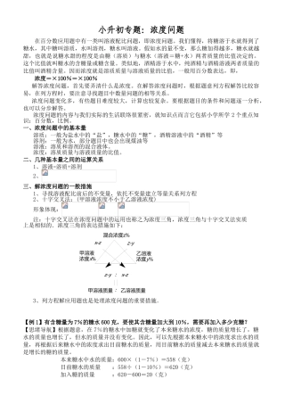 2025年小升初浓度问题专题