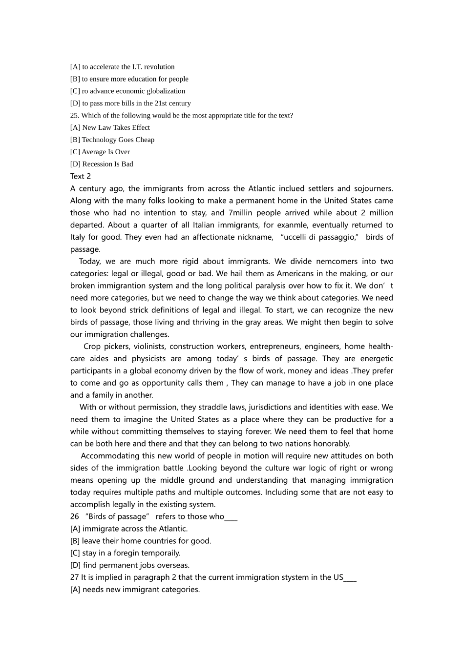 2025年年考研英语二真题汇总+阅读中文翻译_第3页