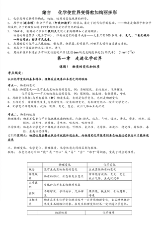 2025年人教版九年级化学第一章知识点总结归纳