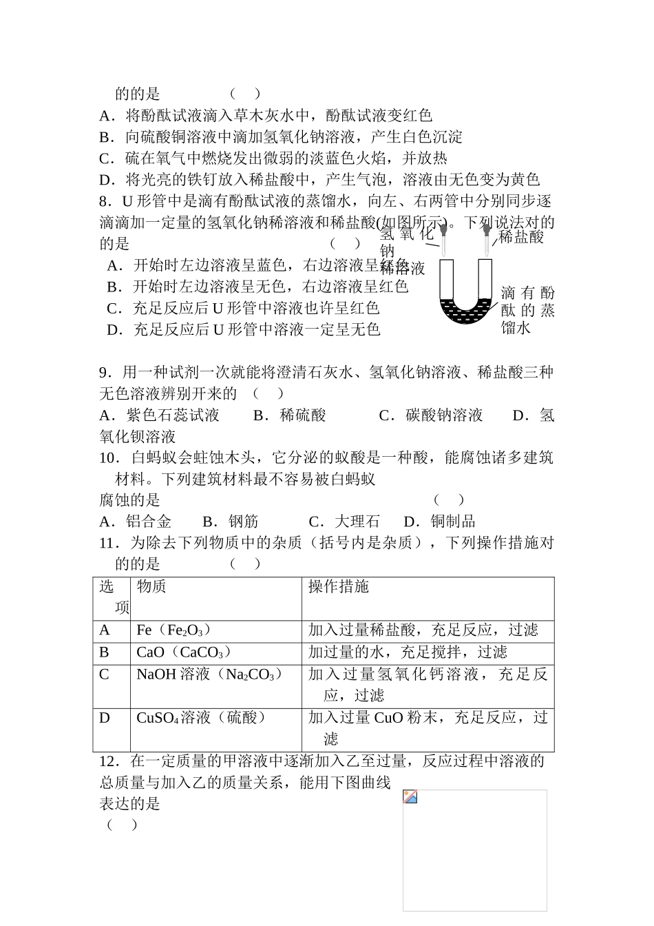 2025年九年级化学下册基础知识测试题_第2页