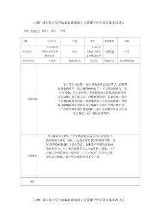 2025年施工管理电大建筑施工与管理专业毕业实践实习日志