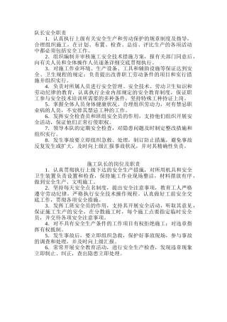 2025年安全职责队长副队长安全员