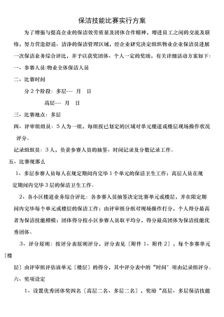 2025年物业保洁竞赛实施方案