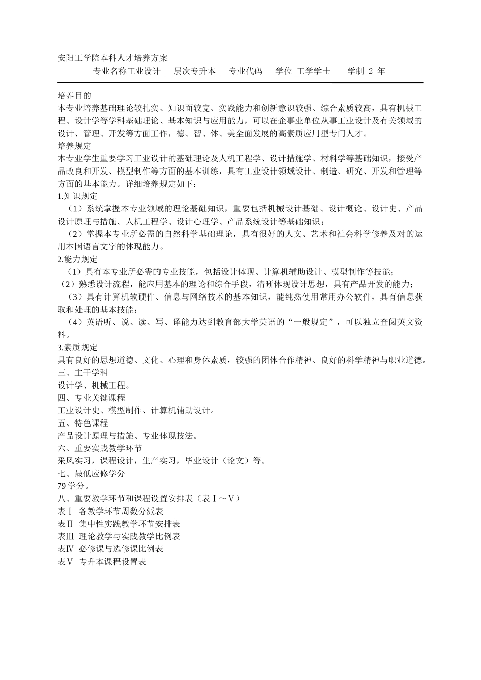 2025年工业设计培养方案专升本_第1页