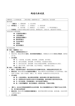 2025年人事制度表格结构化面试表
