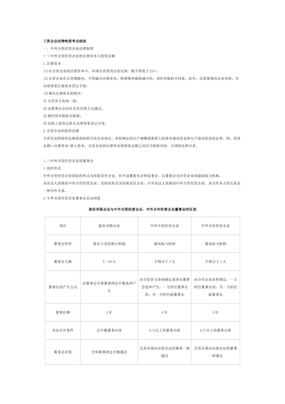 2025年三资企业法律制度考点综述_第1页