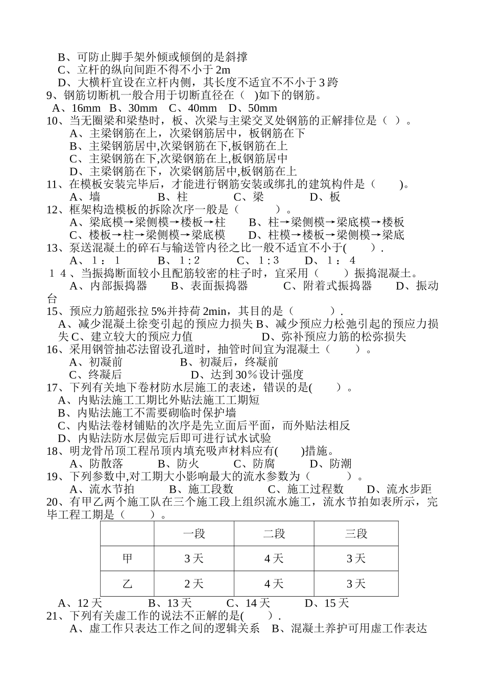 2025年施工管理施工员岗位实务知识试题_第2页