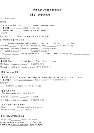 2025年译林英语5BU6考点精练