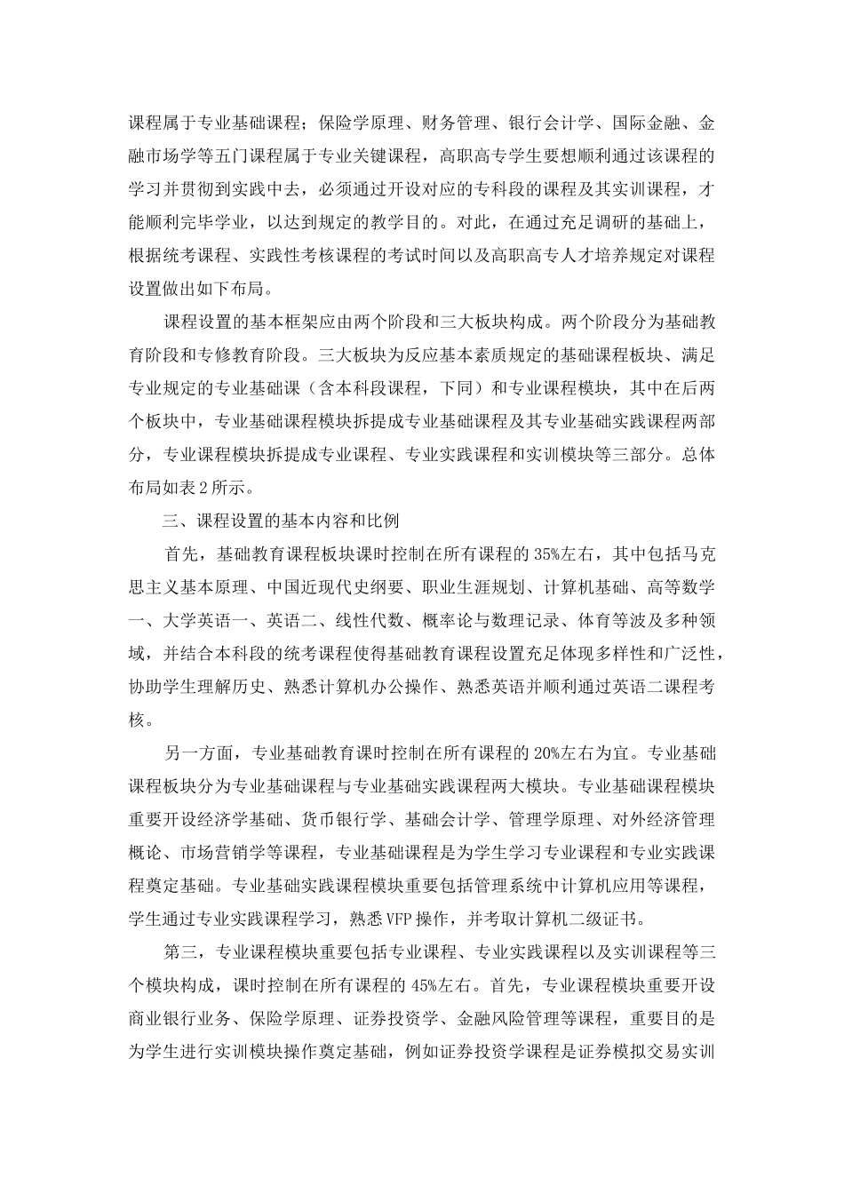 2025年山东省在校生自考本科金融专业课程培养方案设计_第2页