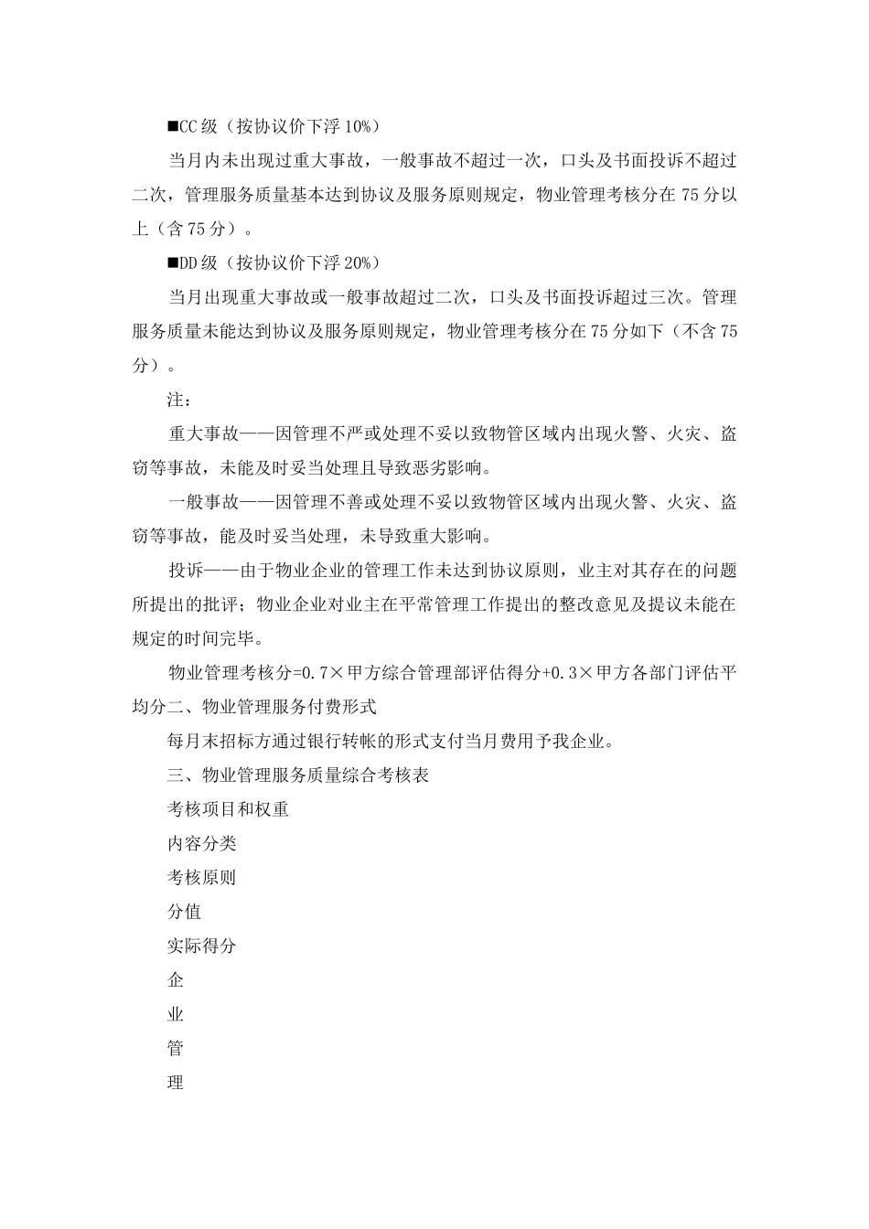 2025年物业管理服务质量考核定级考核方案标书专用参考借鉴范文_第2页