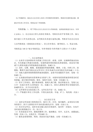 2025年办公室文秘人员考核办法