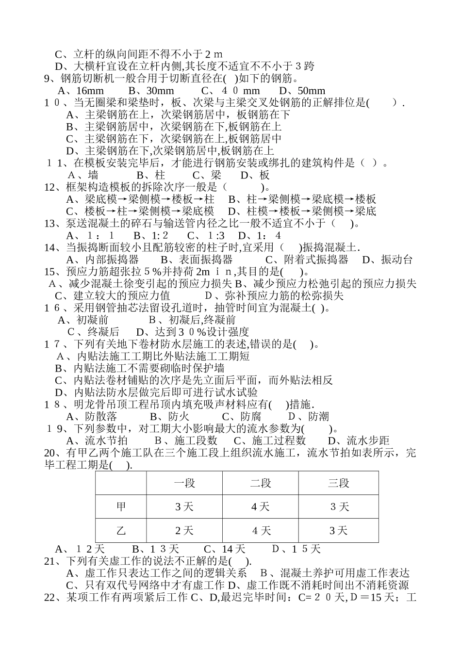 2025年施工员岗位实务知识试题_第2页