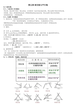 2025年人教版七年级下册数学第五章知识点总结