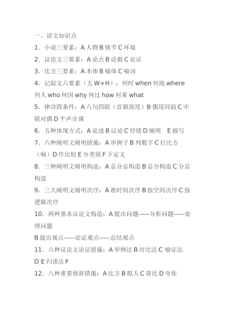 2025年初中语文知识点归纳