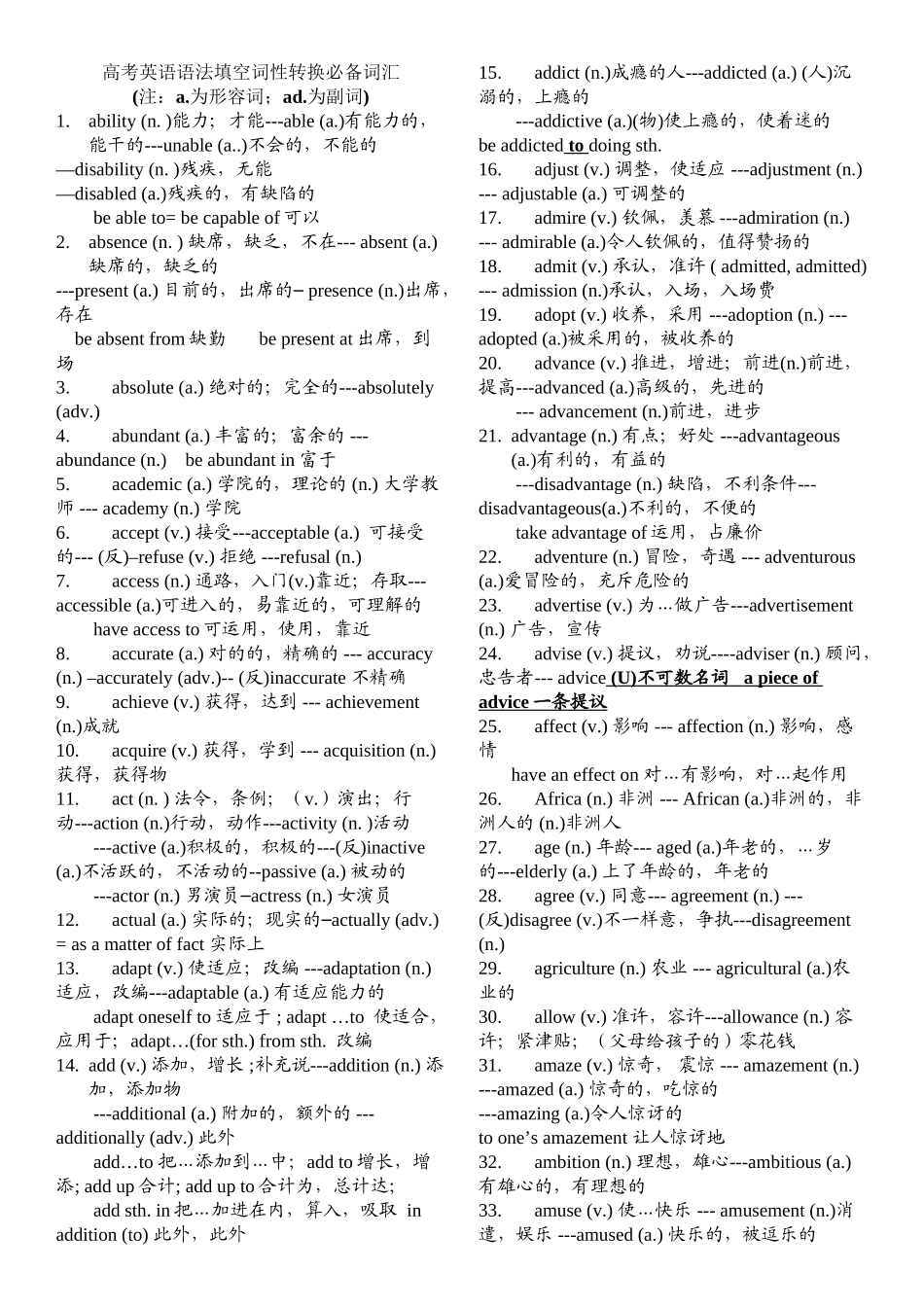 2025年高考英语语法填空词性转换词汇复习过程_第2页