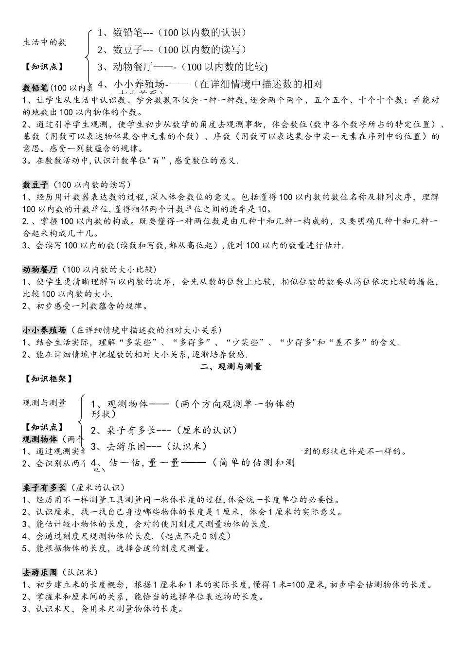 2025年一年级数学下册知识点归纳北师大版_第2页