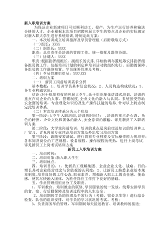 2025年新入职大学生培训方案全套