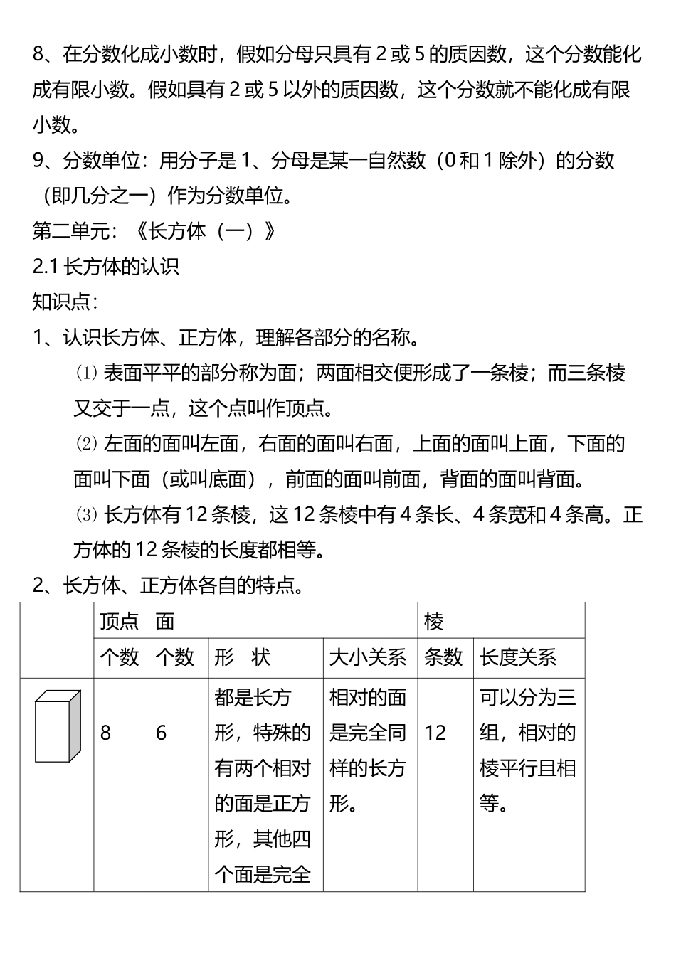 2025年新北师大版小学五年级数学下册知识点归纳_第2页