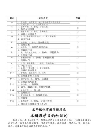 2025年小学五年级体育课教案全册