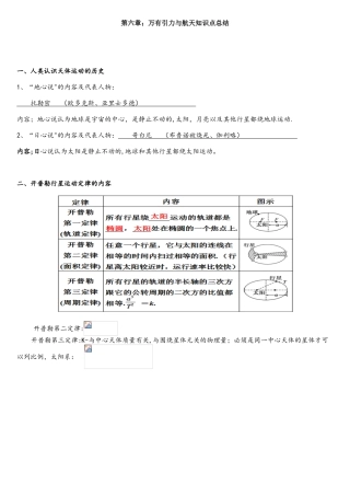 2025年人教版高中物理必修二第六章万有引力与航天知识点总结及习题和答案