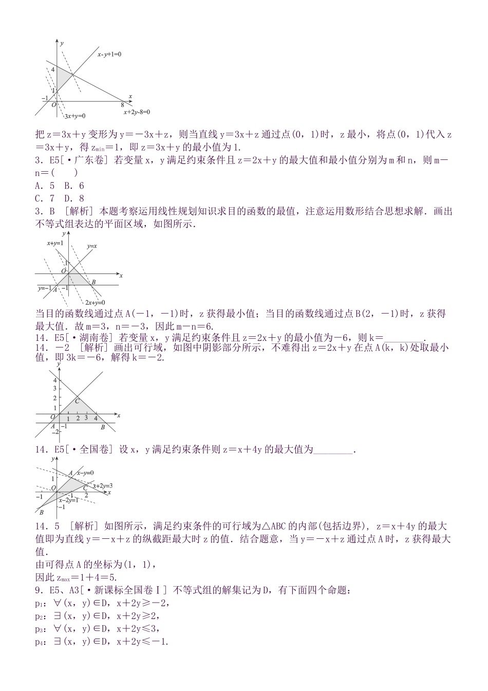 2025年高考数学理一轮复习知识点归纳E单元不等式_第3页