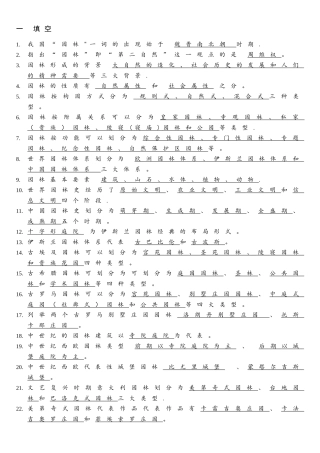 2025年中外园林史试题库郭风平方建斌主编