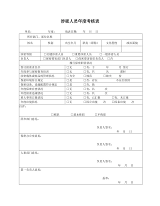 2025年涉密人员考核表