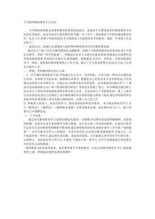 2025年小学教师继续教育个人总结范本