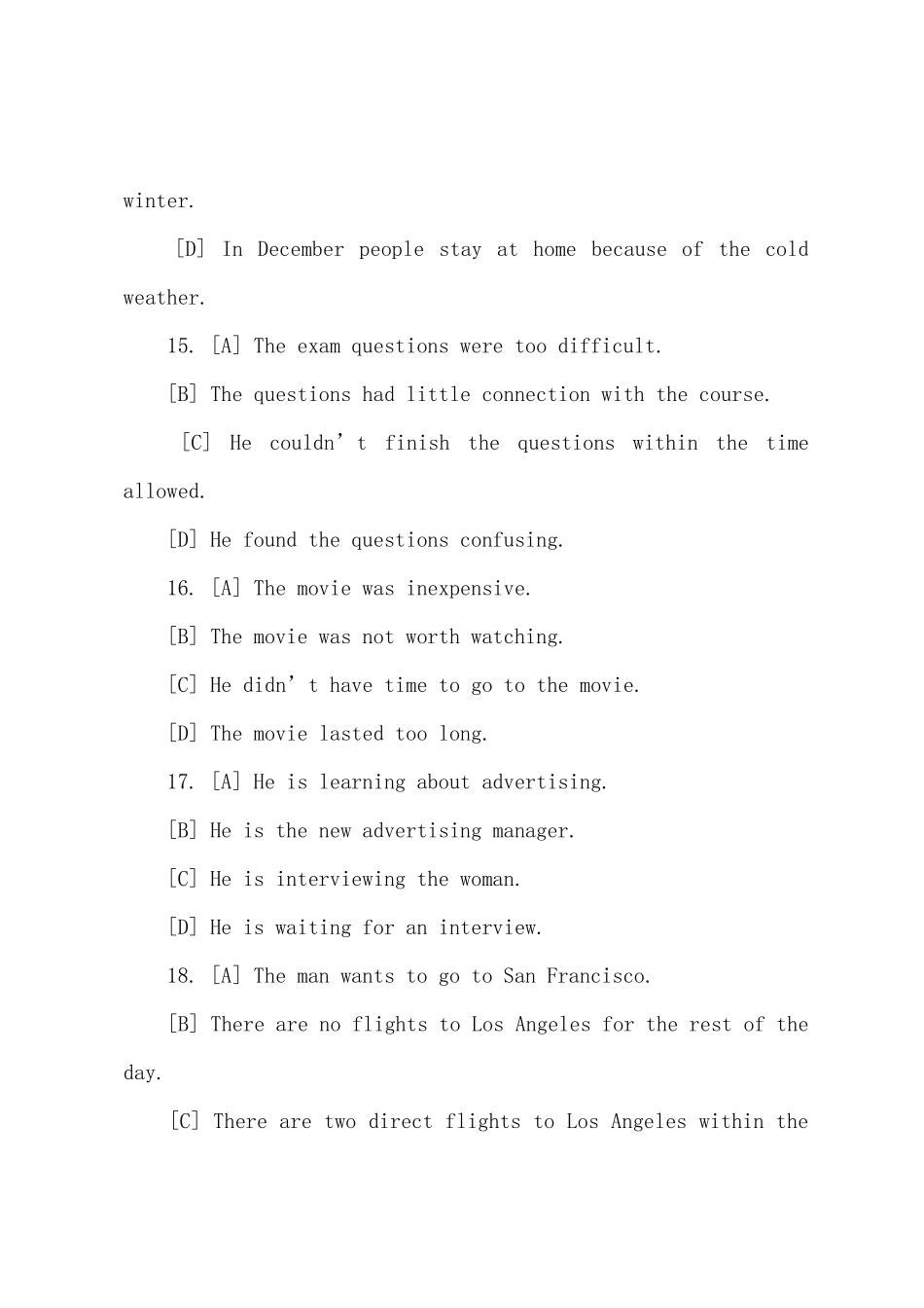 2025年大学英语四级听力考试模拟试题_第2页