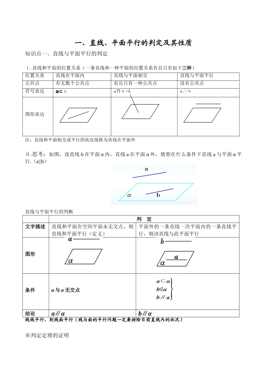 2025年直线平面平行垂直的判定及其性质知识点_第1页