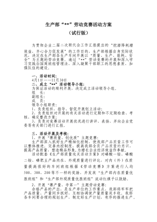 2025年生产部劳动竞赛活动方案
